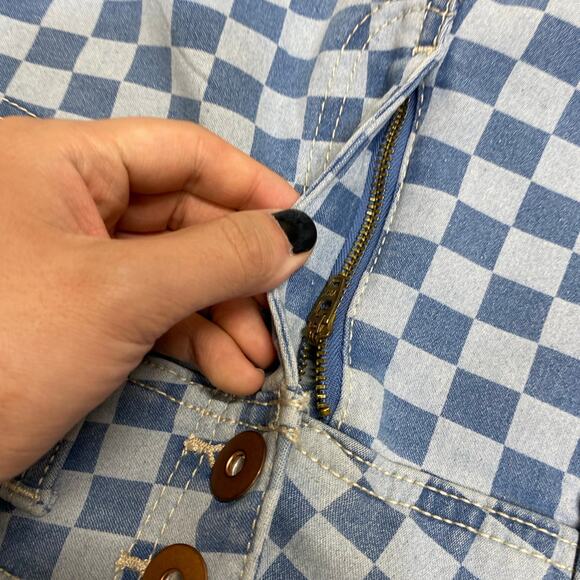 Y2K 00s streetwear grunge Checkerboard Highwaisted Corset Short sz 11 Festival - Picture 11 of 12